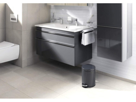 DURABLE Poubelle à pédale métal, rond, 20 litres, noir