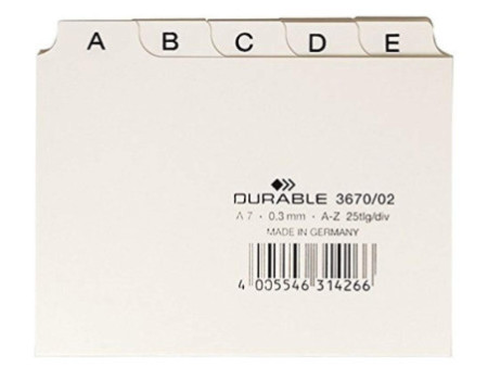 DURABLE Index alphabétique A - Z, PP, format A7 paysage