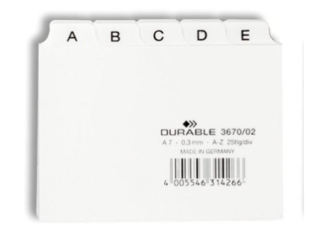 DURABLE Index alphabétique A - Z, PP, format A7 paysage