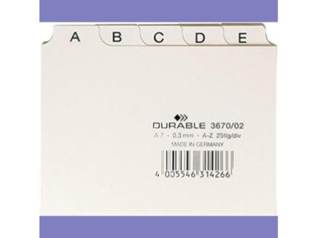 DURABLE Index alphabétique A - Z, PP, format A7 paysage