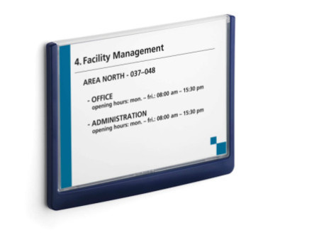 DURABLE Plaque de porte CLICK SIGN, format A5, bleu foncé