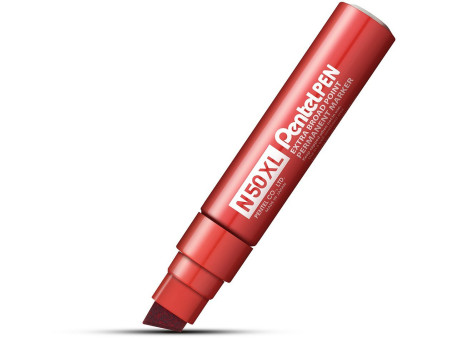 Pentel Marqueur permanent N50XL, pointe biseautée, rouge