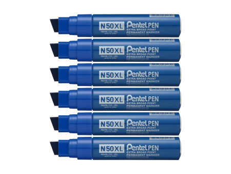 Pentel Marqueur permanent N50XL, pointe biseautée, bleu