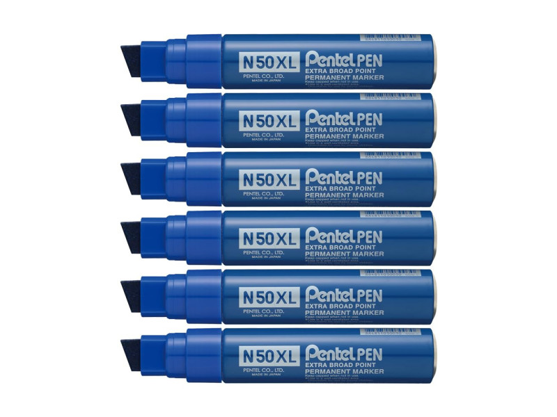 Pentel Marqueur permanent N50XL, pointe biseautée, bleu