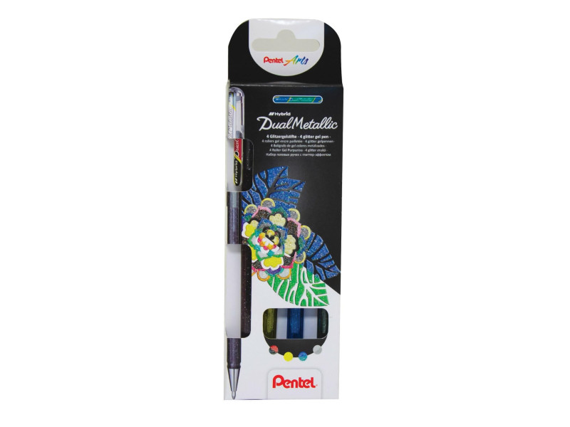 Pentel Stylo roller à encre gel Hybrid Dual Metallic, set