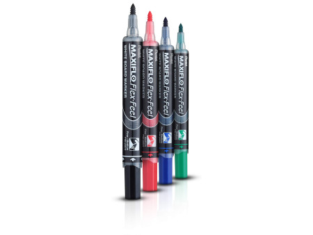 Pentel Marqueur pour tableau blanc Maxiflo Flex-Feel, kit 4