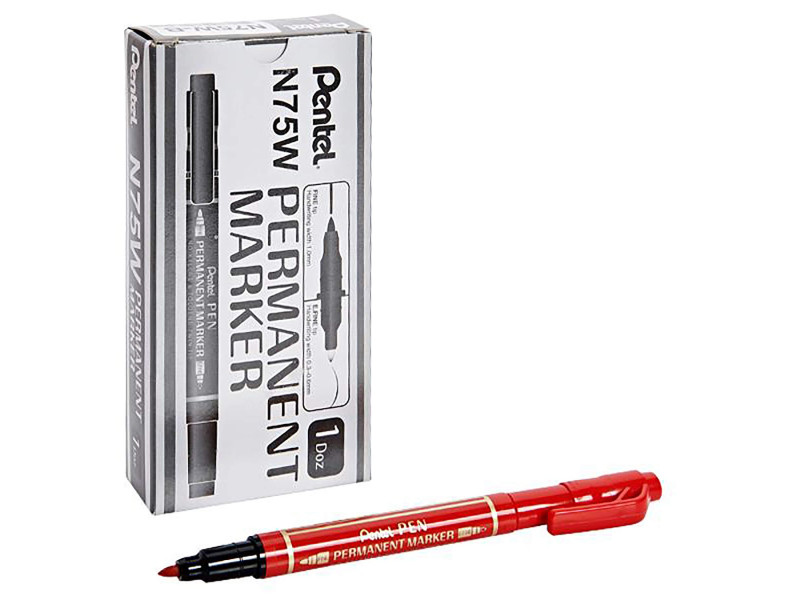 Pentel Marqueur permanent Pen, double pointe, rouge