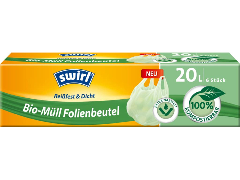 swirl Sac poubelle bio, compostable, 20 litres, vert