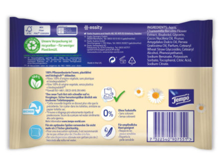 Tempo Lingette humide de toilette doux & soigneux