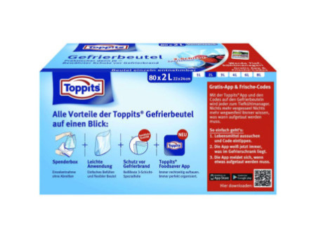TOPPITS Sachet de congélation, 80 x 2 litres, 220 x 240 mm