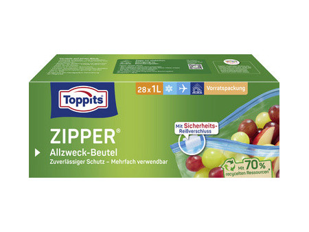 TOPPITS Sachet multi-usage avec zip, 28 x 1 litre