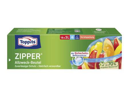 TOPPITS Sachet multi-usage avec zip, 28 x 1 litre