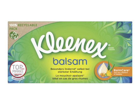 Kleenex Mouchoirs Balsam, 4 couches, blanc, boîte de 56