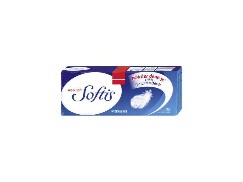 Softis Mouchoirs super-soft, 4 couches, pack de 15, blanc