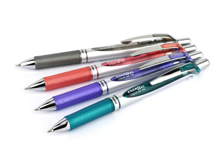 Pentel Stylo roller à encre gel EnerGel XmRT, set de 4