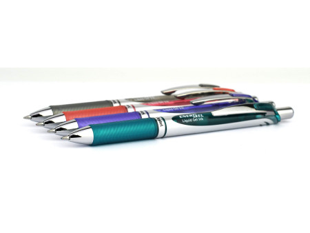Pentel Stylo roller à encre gel EnerGel XmRT, set de 4
