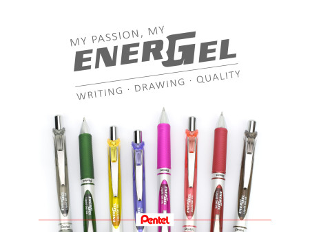 Pentel Stylo roller encre gel Energel BL77, corail