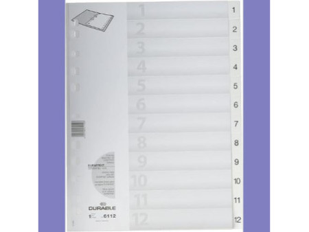 DURABLE Intercalaires en plastique, numérique, A4,12 touches