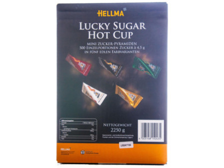 HELLMA Sachets de sucre Lucky Sugar 'Hot Cup', présentoir en