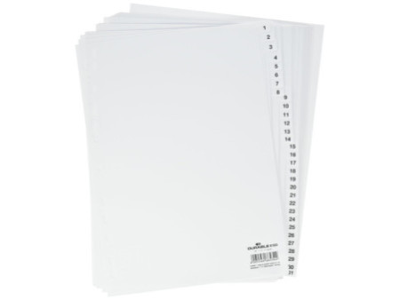 DURABLE Intercalaires en plastique, numérique, A4,31 touches