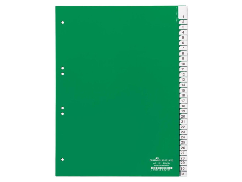 DURABLE Intercalaires en plastique, PP, 31 touches