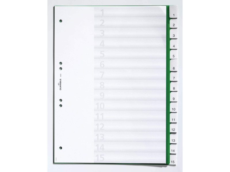 DURABLE Intercalaires en plastique, PP, 15 touches