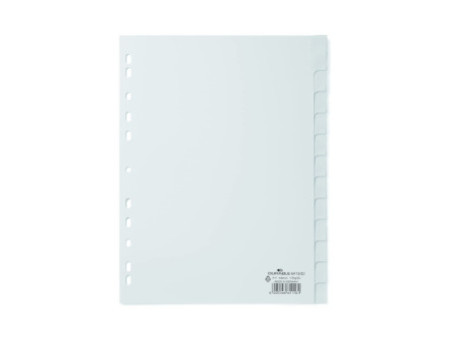 DURABLE Intercalaires mensuels plastique, A4,12 pièces,blanc