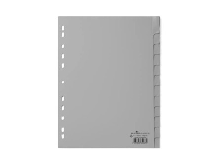 DURABLE Intercalaires mensuels plastique, A4, 12 pièces,gris