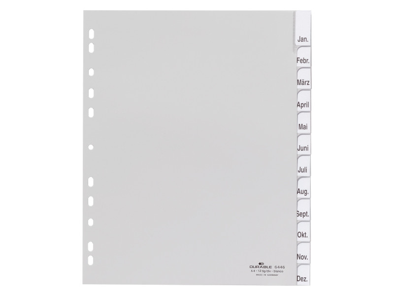 DURABLE Intercalaires en plastique, A4, PP, 12 pièces