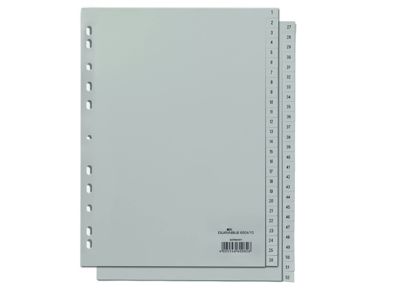 DURABLE Intercalaires en plastique, chiffres, A4, 52 touches