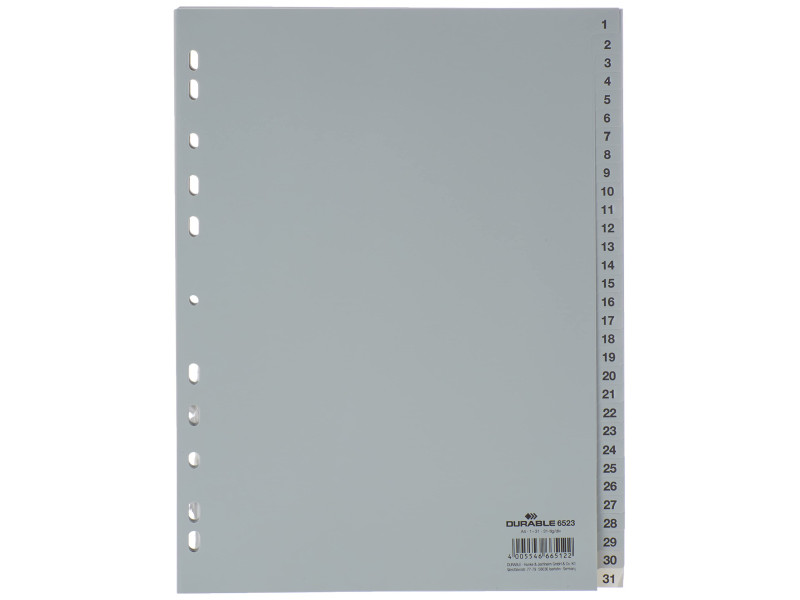DURABLE Intercalaires en plastique, chiffres, A4, 31 touches