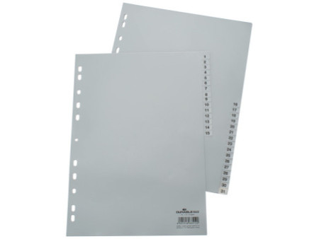 DURABLE Intercalaires en plastique, chiffres, A4, 31 touches