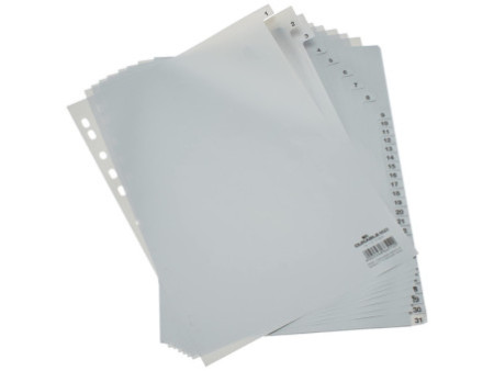 DURABLE Intercalaires en plastique, chiffres, A4, 31 touches