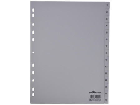 DURABLE Intercalaires en plastique, chiffres, A4, 15 touches