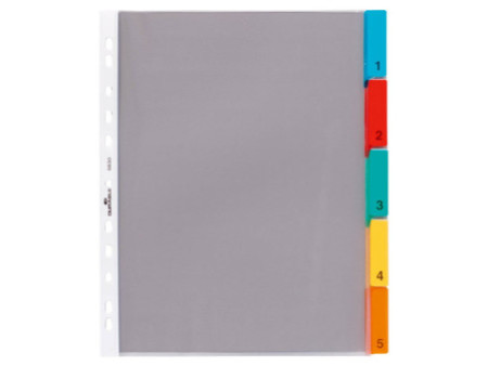 DURABLE Pochettes intercalaires, 5 touches, transparent, A4