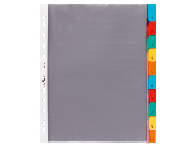 DURABLE Pochettes intercalaires, 10 touches, transparent, A4