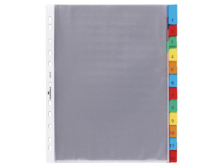 DURABLE Pochettes intercalaires, 12 touches, transparent, A4