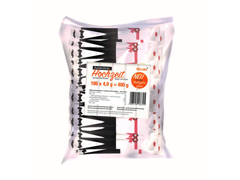 HELLMA Sticks de sucre 'mariage', dans un sac en plastique
