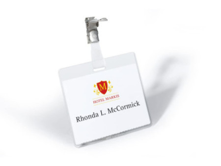 DURABLE Badge nominatif, fermé en haut, 90 x 60 mm