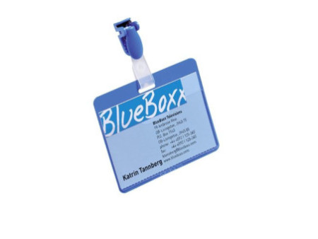 DURABLE Porte-badge, ouvert sur le haut, à clip, dos: bleu