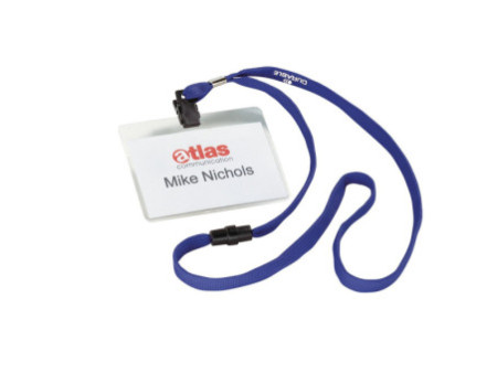 DURABLE Badge, avec lacet textile, 90 x 60 mm, bleu foncé