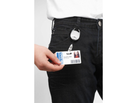 DURABLE Porte-carte avec enrouleur 'STYLE', oval, blanc