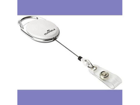 DURABLE Porte-carte avec enrouleur 'STYLE', oval, blanc