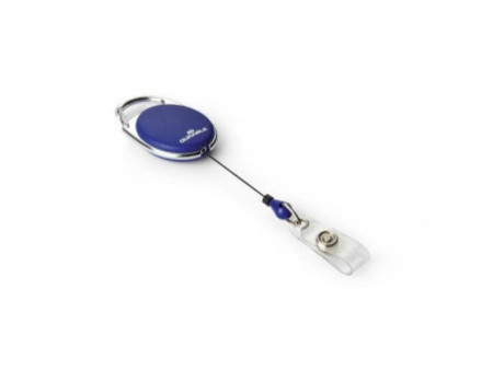 DURABLE Porte-carte avec enrouleur, oval, bleu