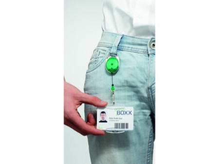 DURABLE Porte-badge avec enrouleur, oval, vert/transparent