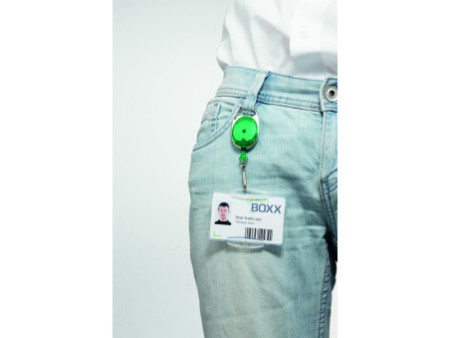 DURABLE Porte-badge avec enrouleur, oval, vert/transparent