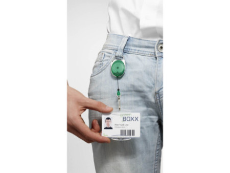 DURABLE Porte-badge avec enrouleur, oval, gris