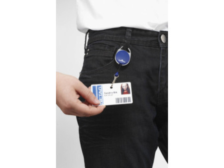 DURABLE Porte-badge avec enrouleur, oval, gris