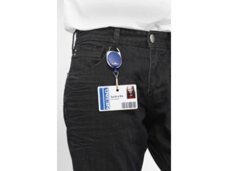 DURABLE Porte-badge avec enrouleur, oval, gris