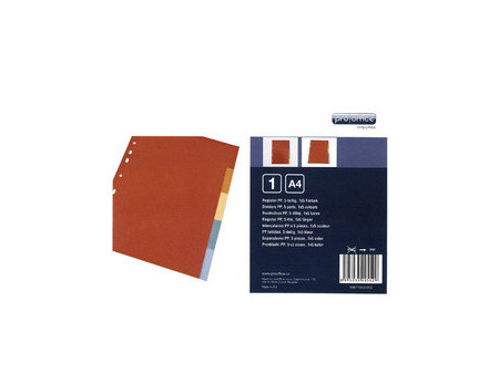 proOFFICE Intercalaires en plastique, uni, A4, 5 touches